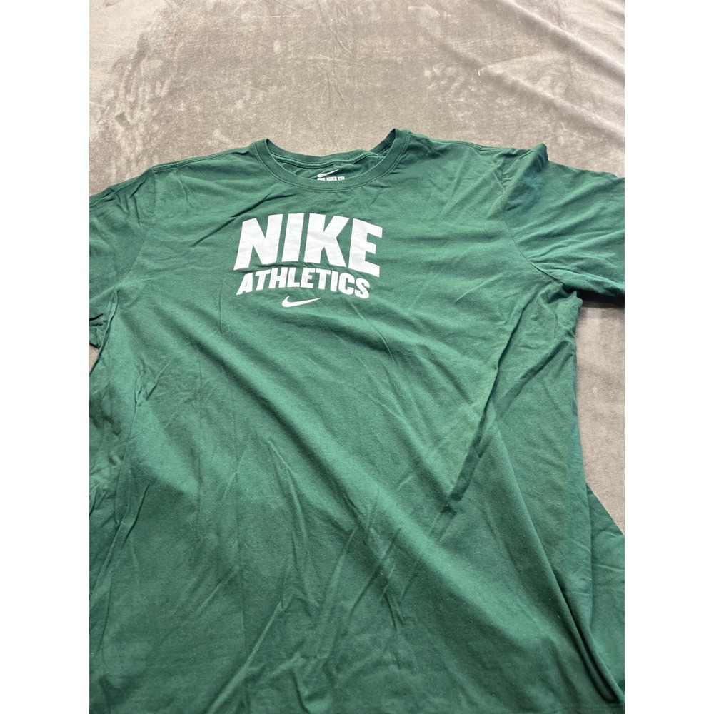 Nike Athletics Mens 3XL Forest Green Graphic T-Shirt Athletic Cut Short Sleeve